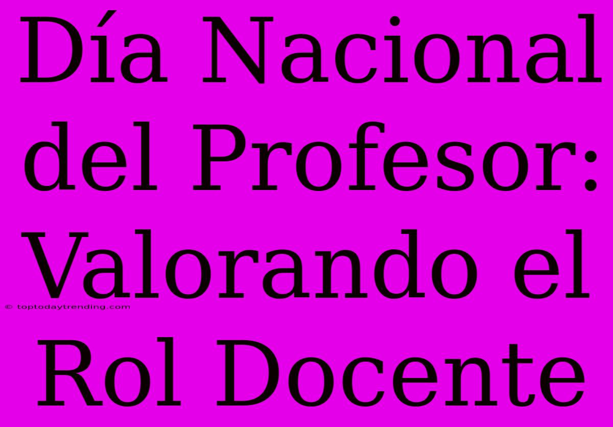 Día Nacional Del Profesor: Valorando El Rol Docente