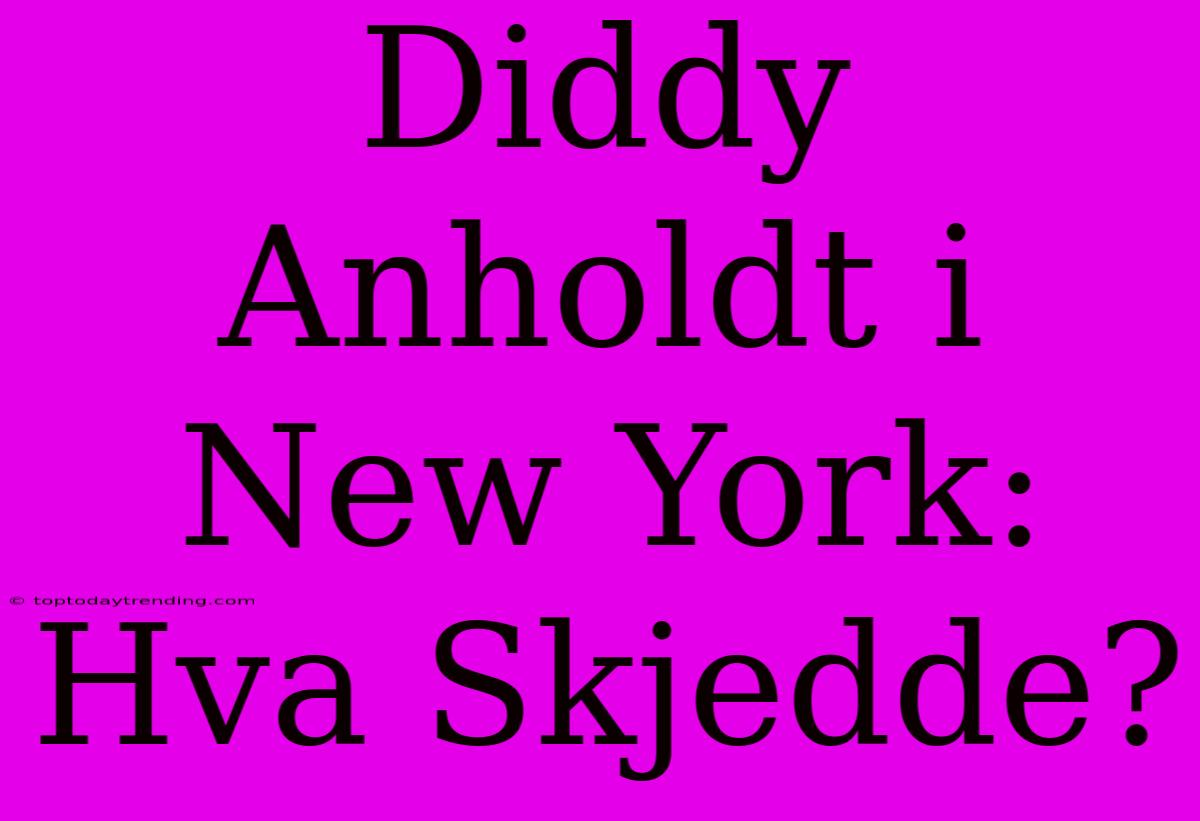 Diddy Anholdt I New York: Hva Skjedde?