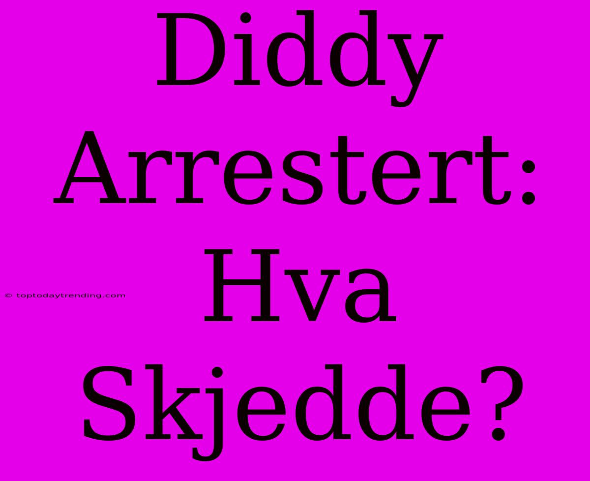 Diddy Arrestert: Hva Skjedde?