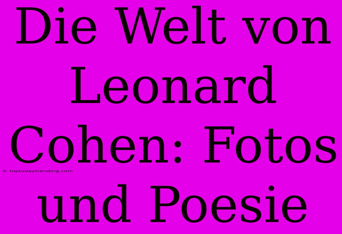 Die Welt Von Leonard Cohen: Fotos Und Poesie