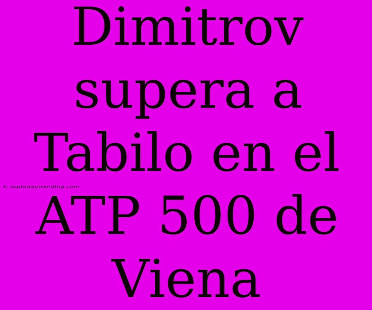 Dimitrov Supera A Tabilo En El ATP 500 De Viena