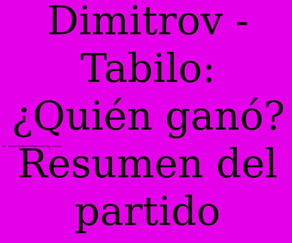 Dimitrov - Tabilo: ¿Quién Ganó? Resumen Del Partido