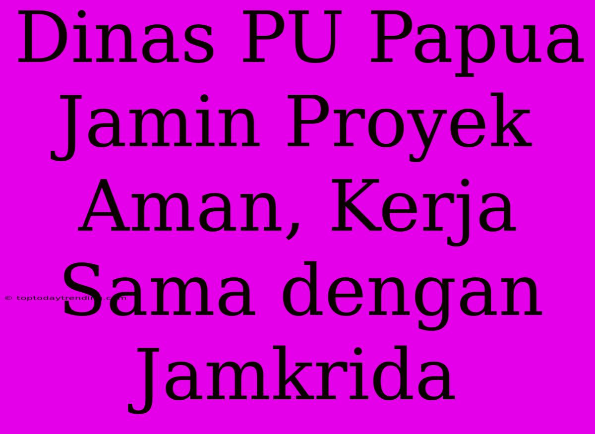 Dinas PU Papua Jamin Proyek Aman, Kerja Sama Dengan Jamkrida