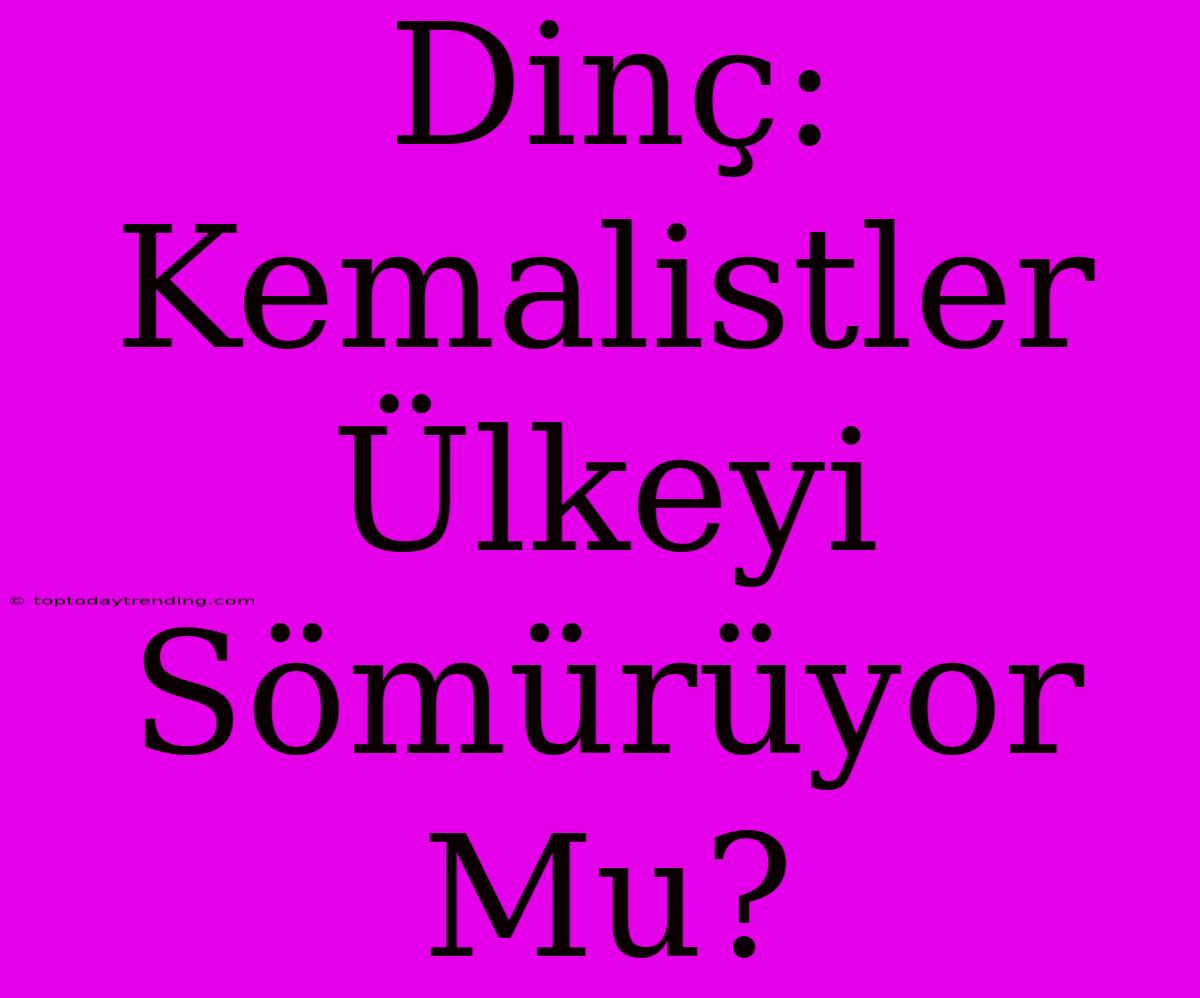 Dinç: Kemalistler Ülkeyi Sömürüyor Mu?