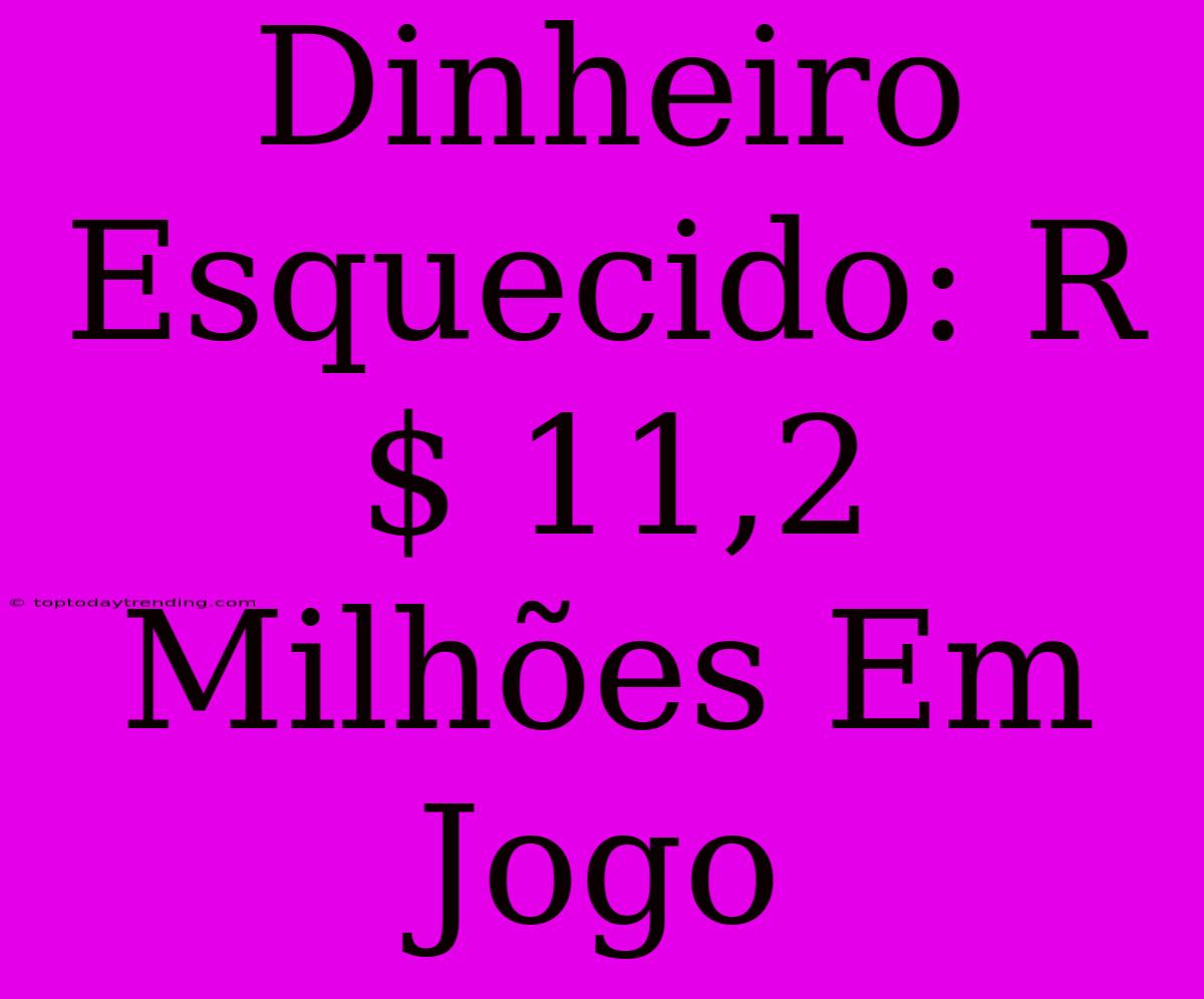 Dinheiro Esquecido: R$ 11,2 Milhões Em Jogo