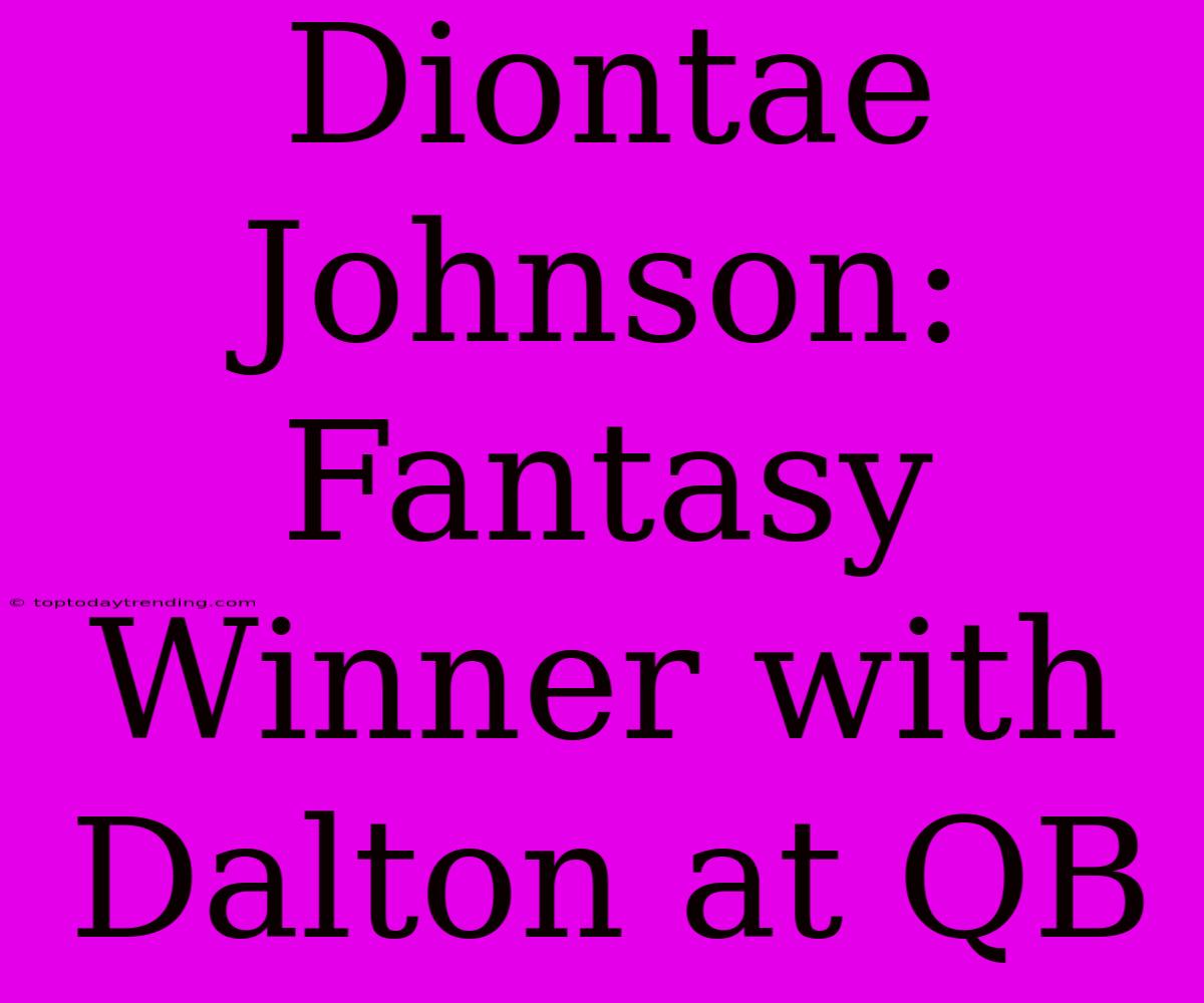 Diontae Johnson: Fantasy Winner With Dalton At QB