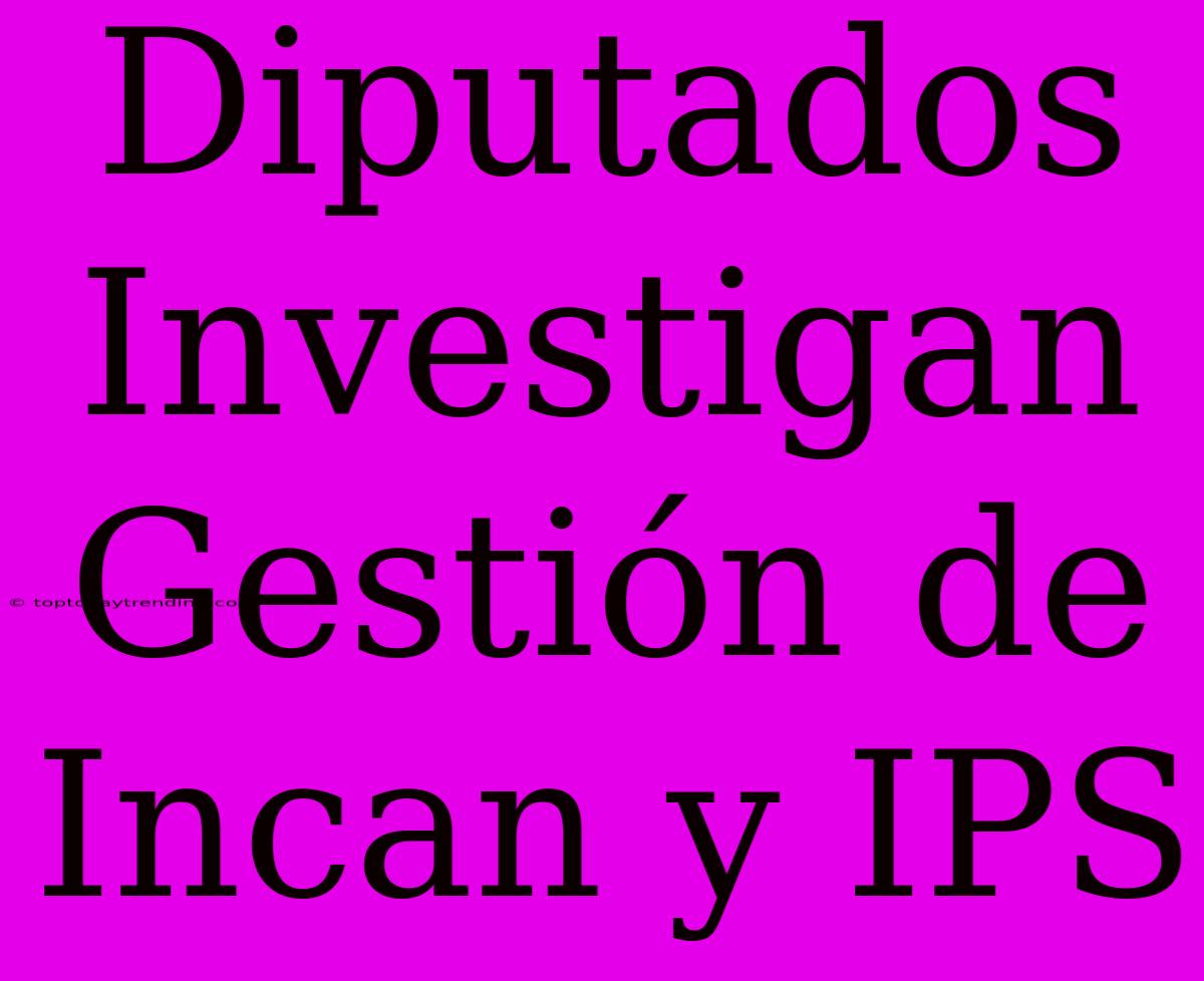 Diputados Investigan Gestión De Incan Y IPS