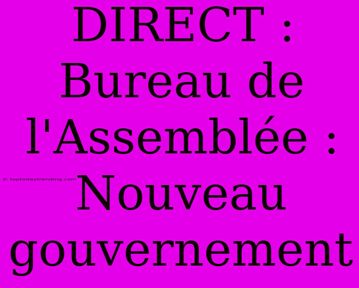 DIRECT : Bureau De L'Assemblée : Nouveau Gouvernement