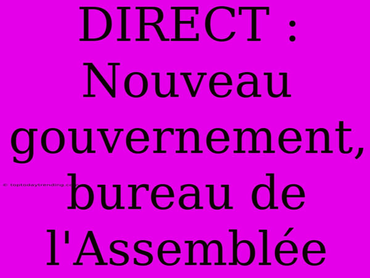 DIRECT : Nouveau Gouvernement, Bureau De L'Assemblée