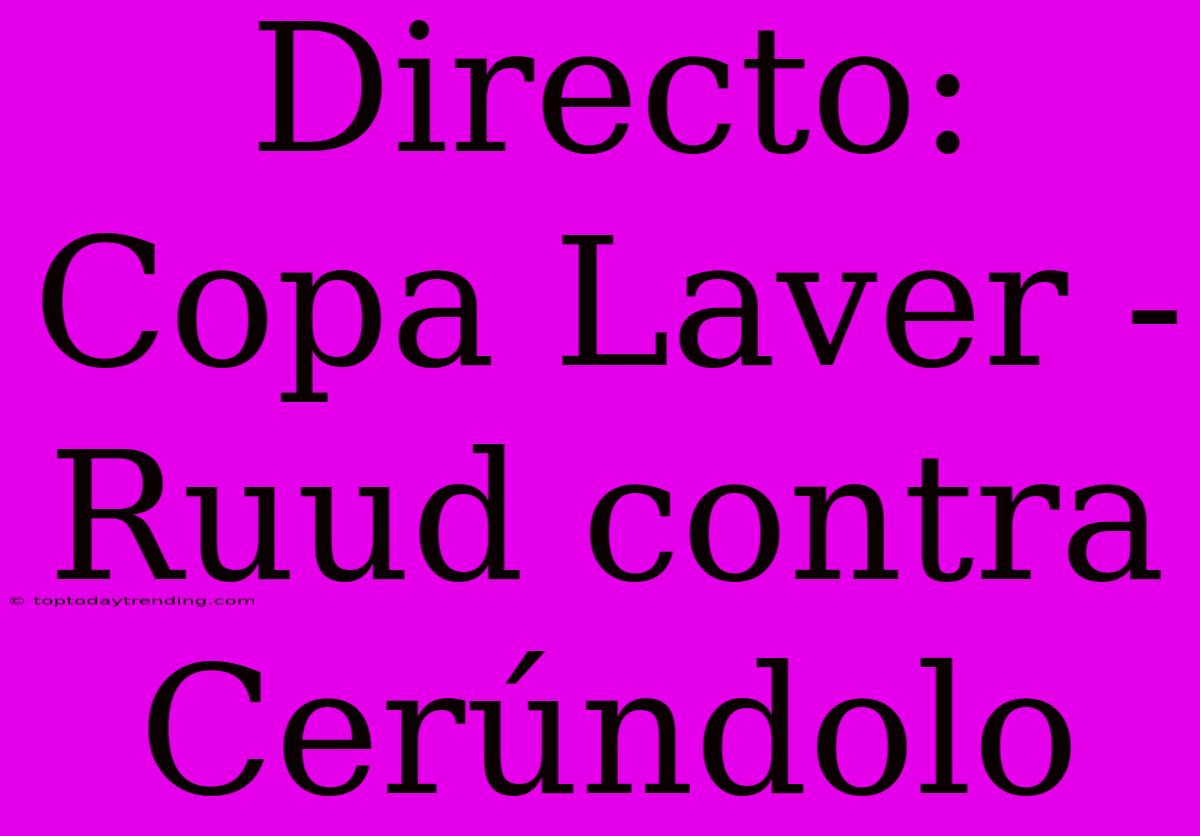 Directo: Copa Laver - Ruud Contra Cerúndolo