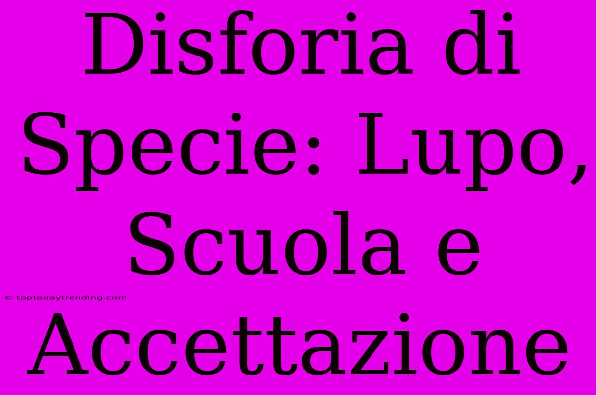 Disforia Di Specie: Lupo, Scuola E Accettazione