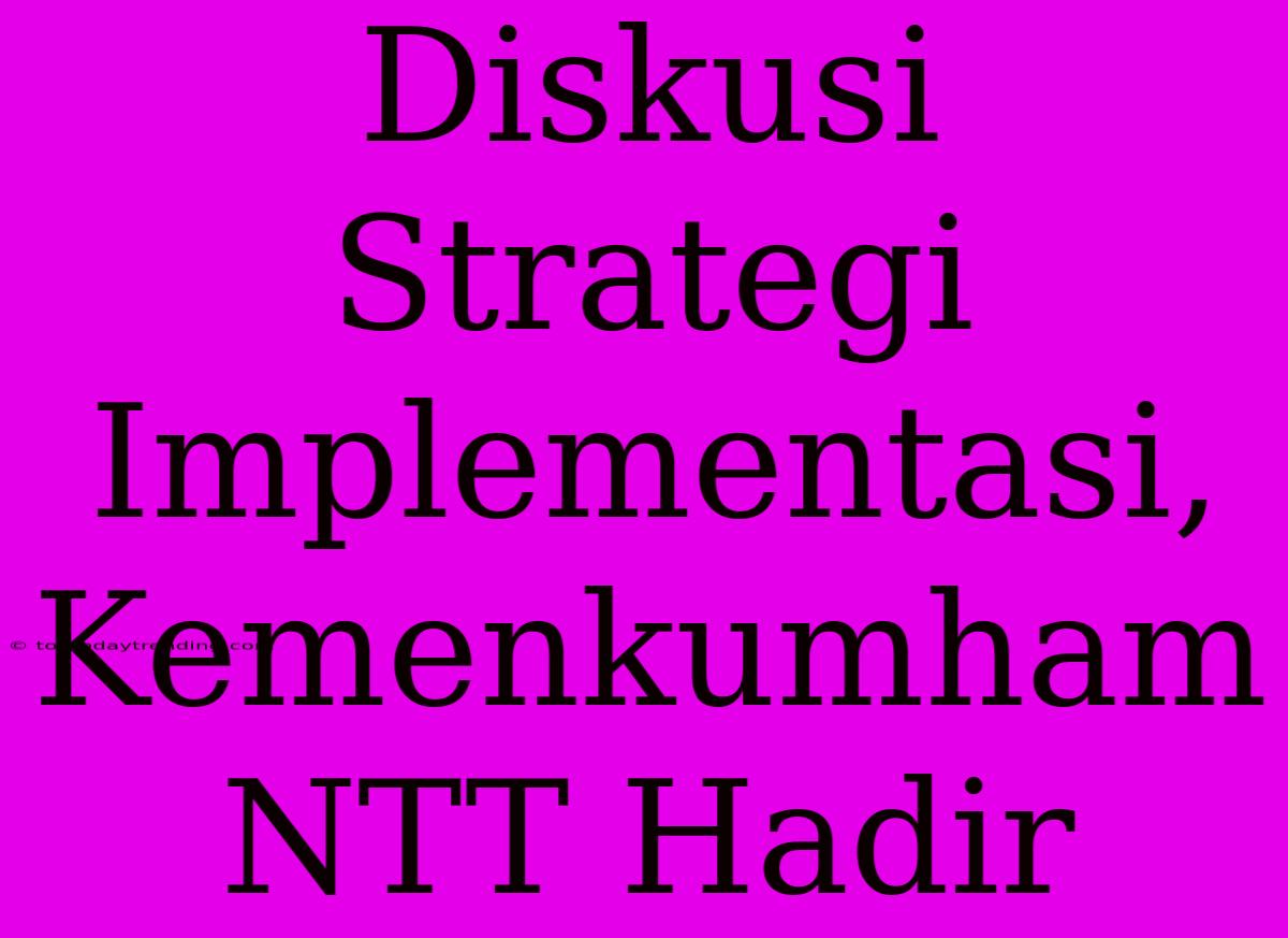 Diskusi Strategi Implementasi, Kemenkumham NTT Hadir