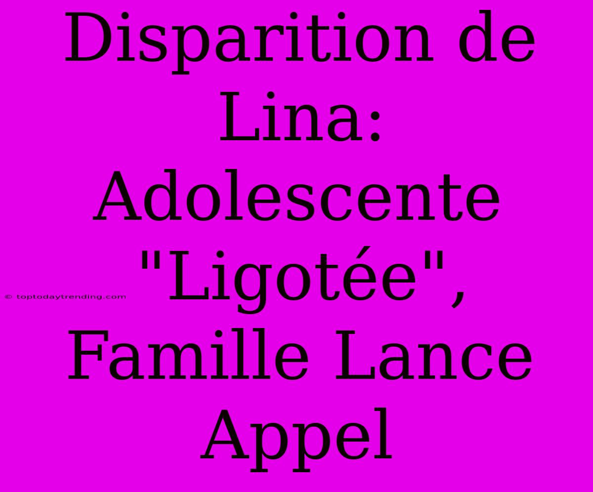 Disparition De Lina: Adolescente 