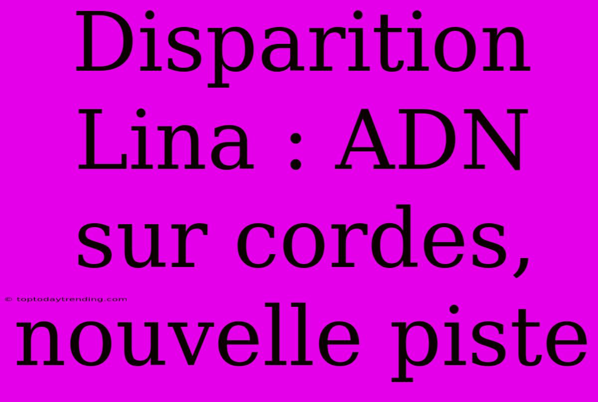 Disparition Lina : ADN Sur Cordes, Nouvelle Piste