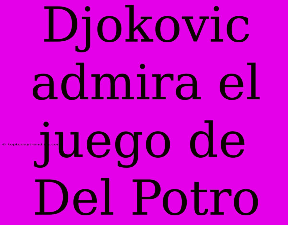 Djokovic Admira El Juego De Del Potro