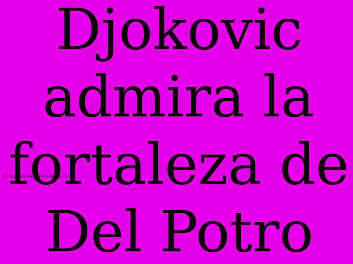 Djokovic Admira La Fortaleza De Del Potro