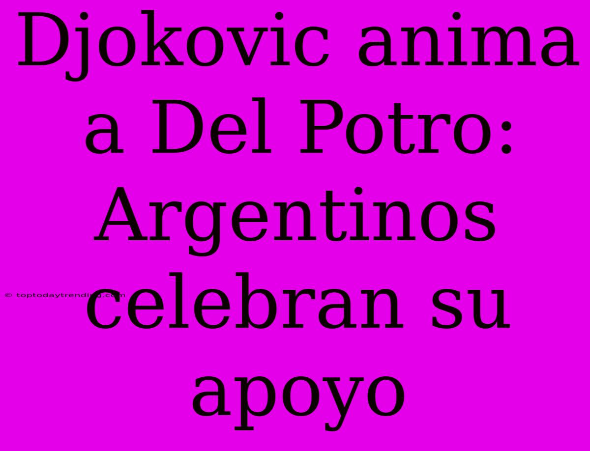 Djokovic Anima A Del Potro: Argentinos Celebran Su Apoyo