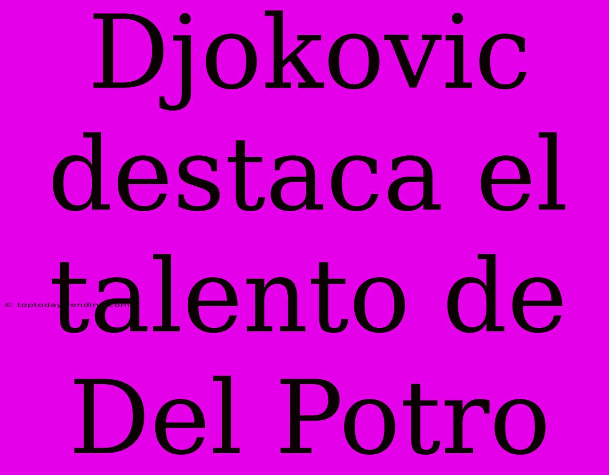 Djokovic Destaca El Talento De Del Potro