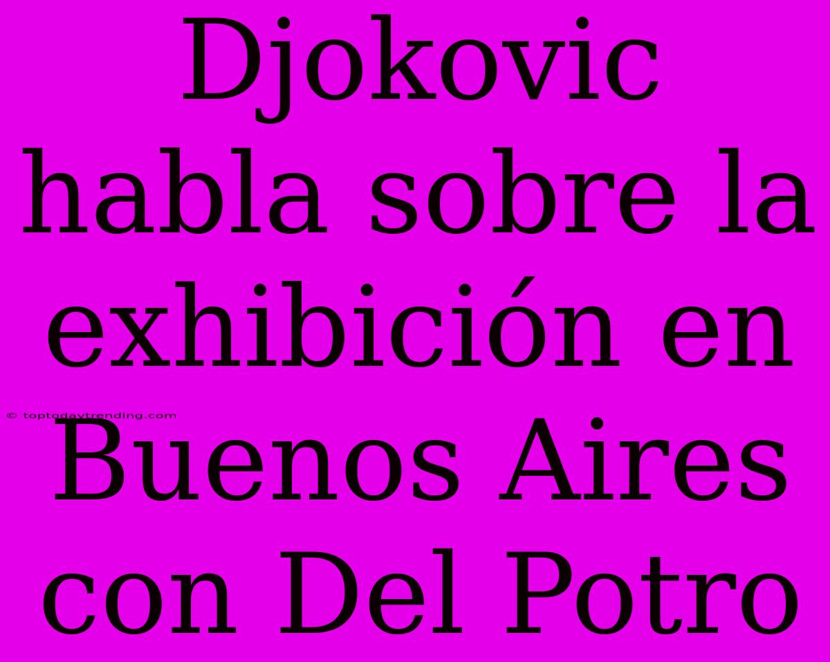 Djokovic Habla Sobre La Exhibición En Buenos Aires Con Del Potro