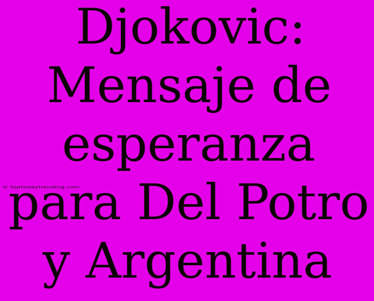 Djokovic: Mensaje De Esperanza Para Del Potro Y Argentina