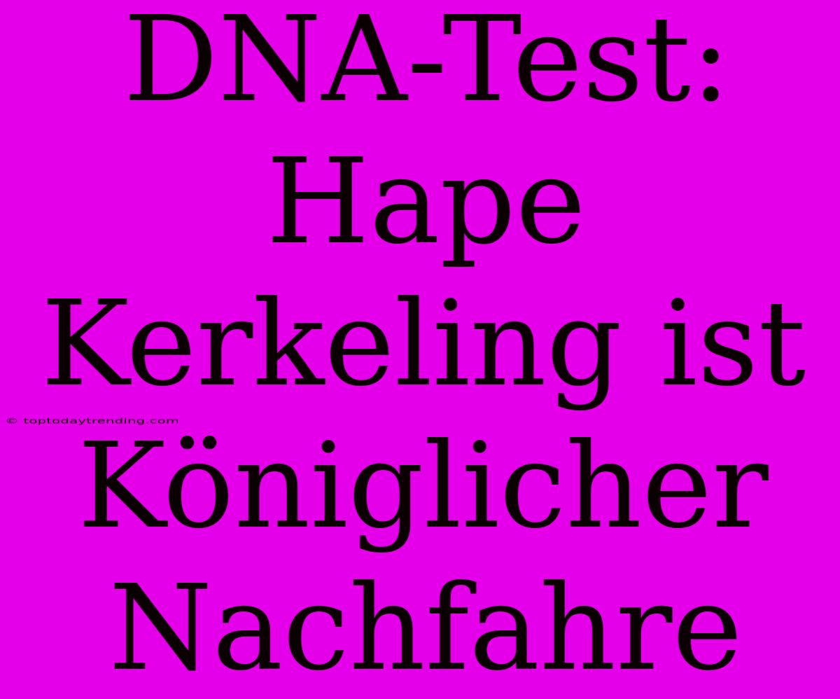 DNA-Test: Hape Kerkeling Ist Königlicher Nachfahre