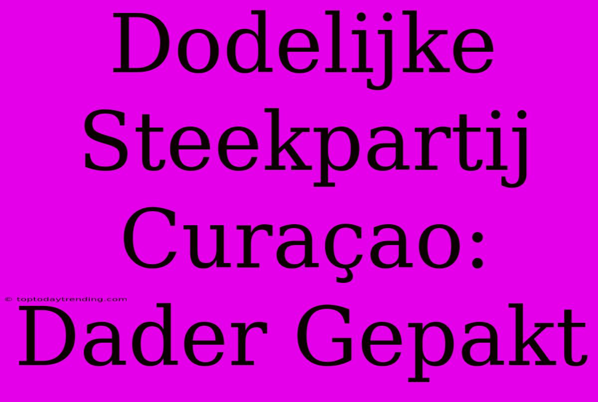 Dodelijke Steekpartij Curaçao: Dader Gepakt