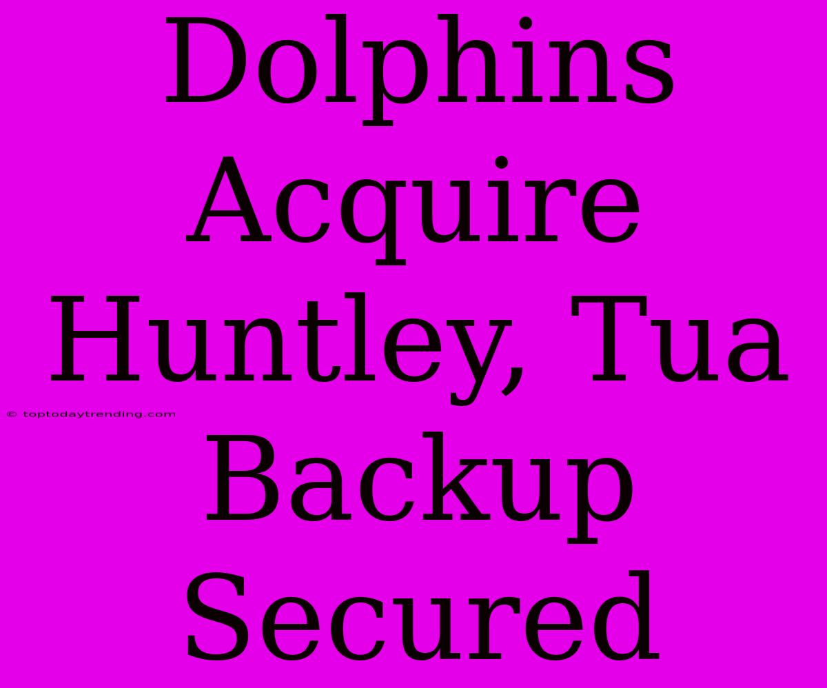 Dolphins Acquire Huntley, Tua Backup Secured