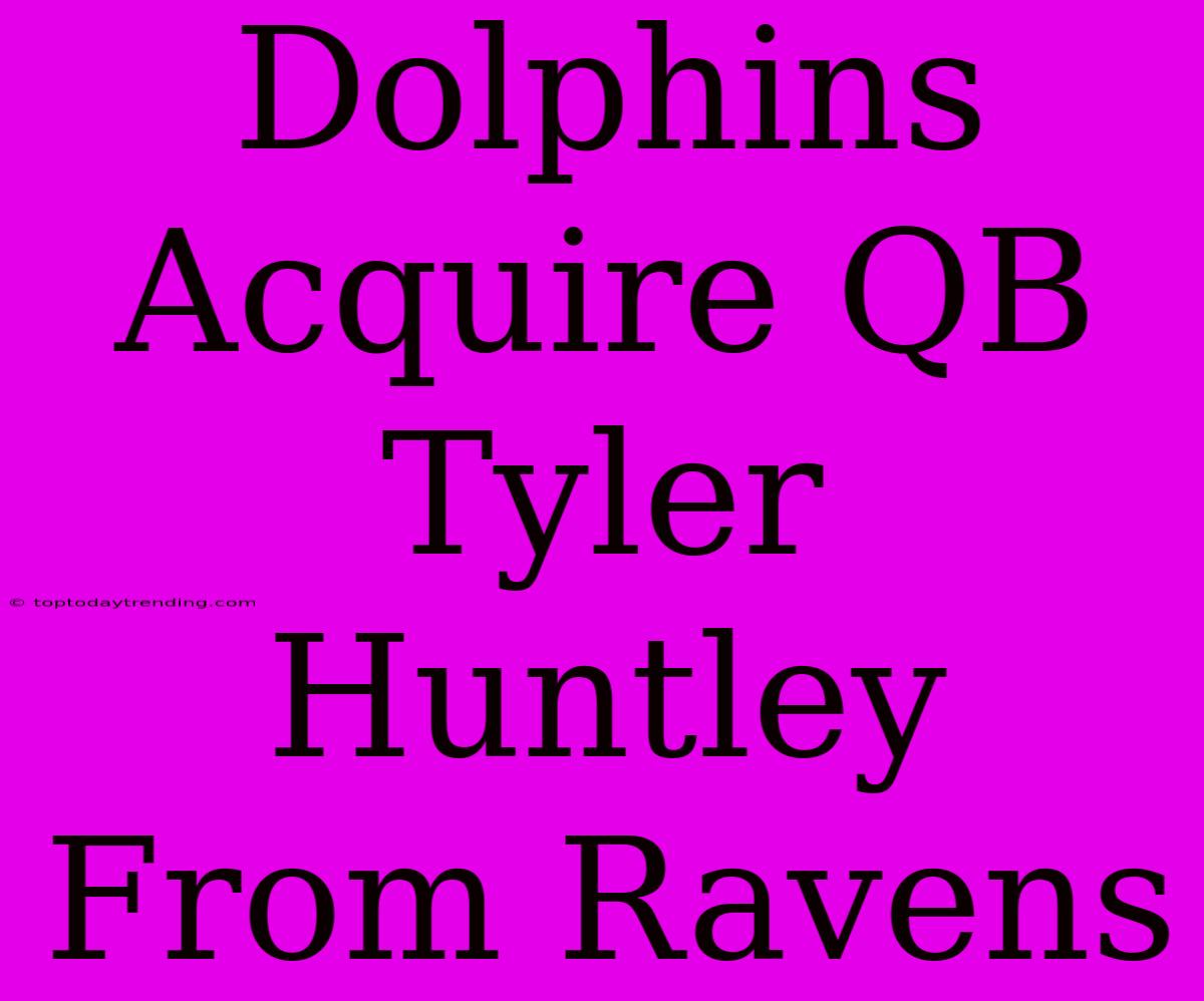 Dolphins Acquire QB Tyler Huntley From Ravens