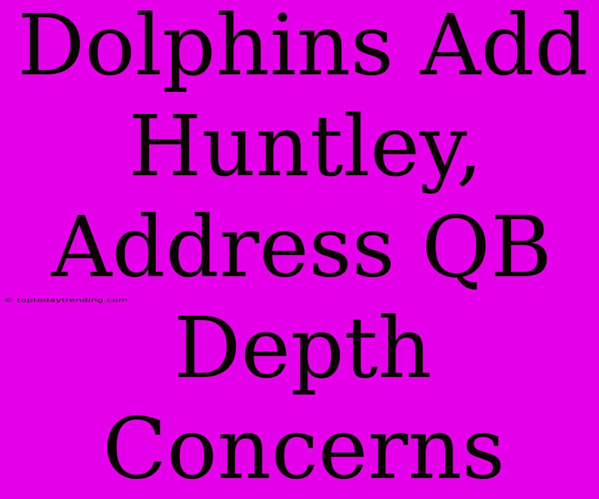 Dolphins Add Huntley, Address QB Depth Concerns