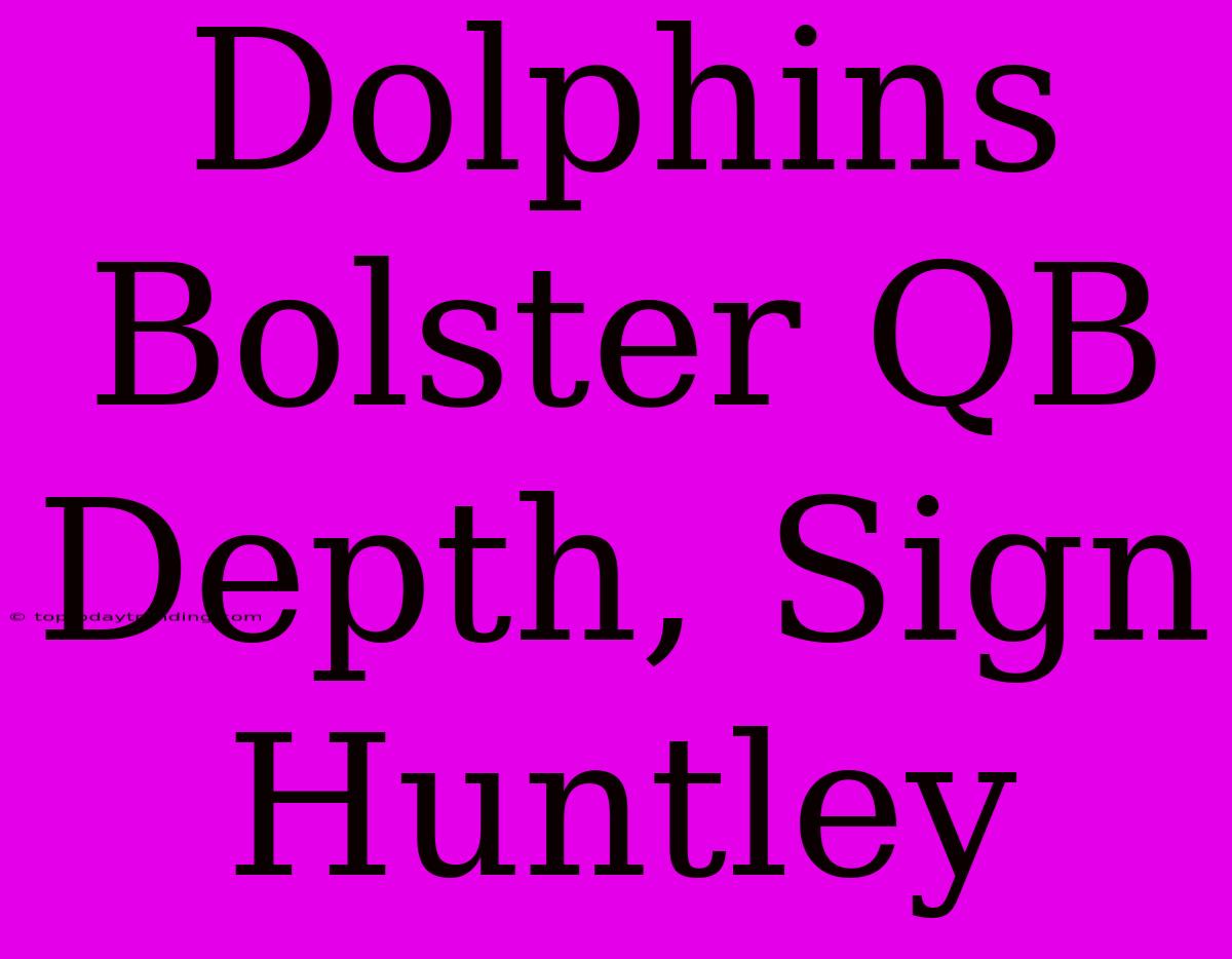 Dolphins Bolster QB Depth, Sign Huntley