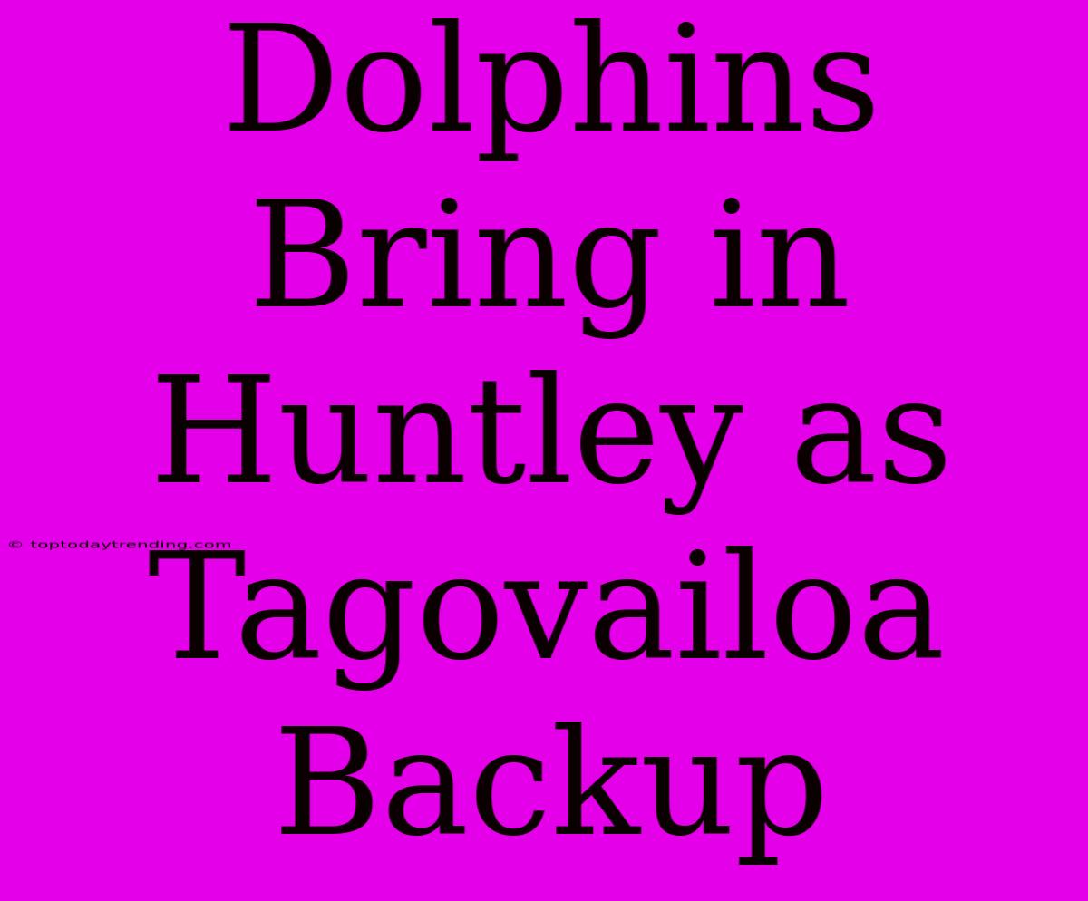 Dolphins Bring In Huntley As Tagovailoa Backup