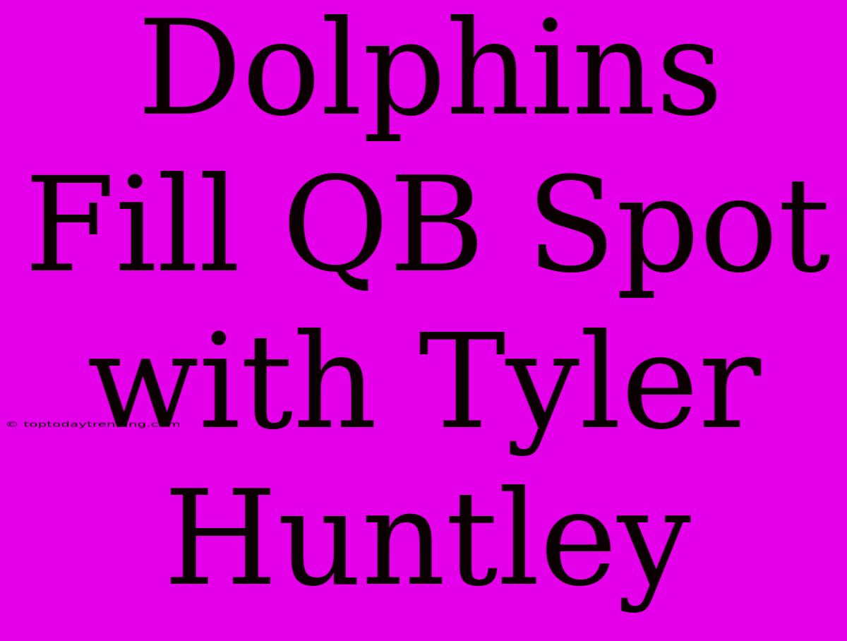 Dolphins Fill QB Spot With Tyler Huntley