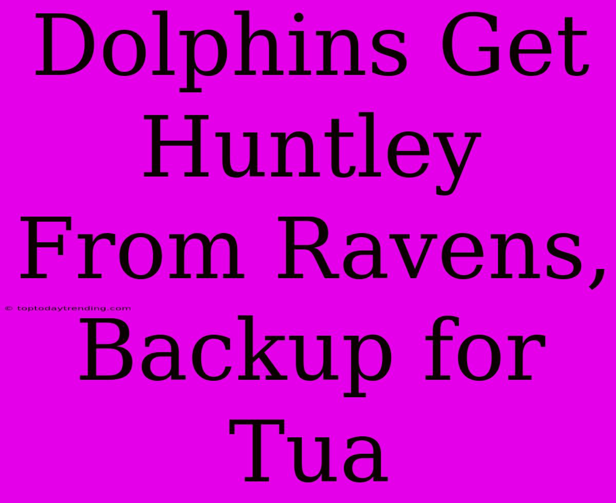 Dolphins Get Huntley From Ravens, Backup For Tua