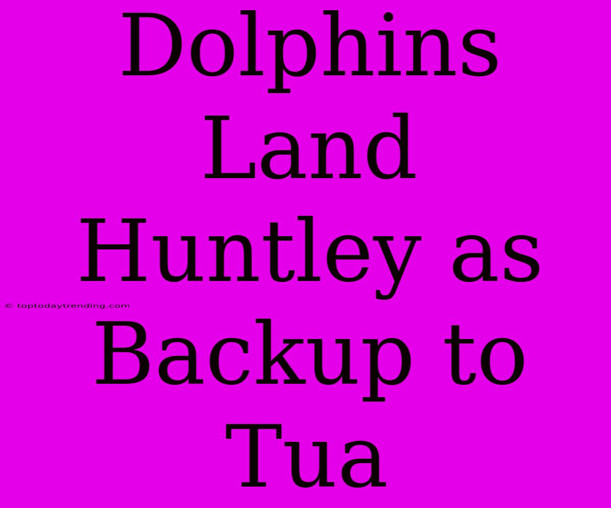 Dolphins Land Huntley As Backup To Tua