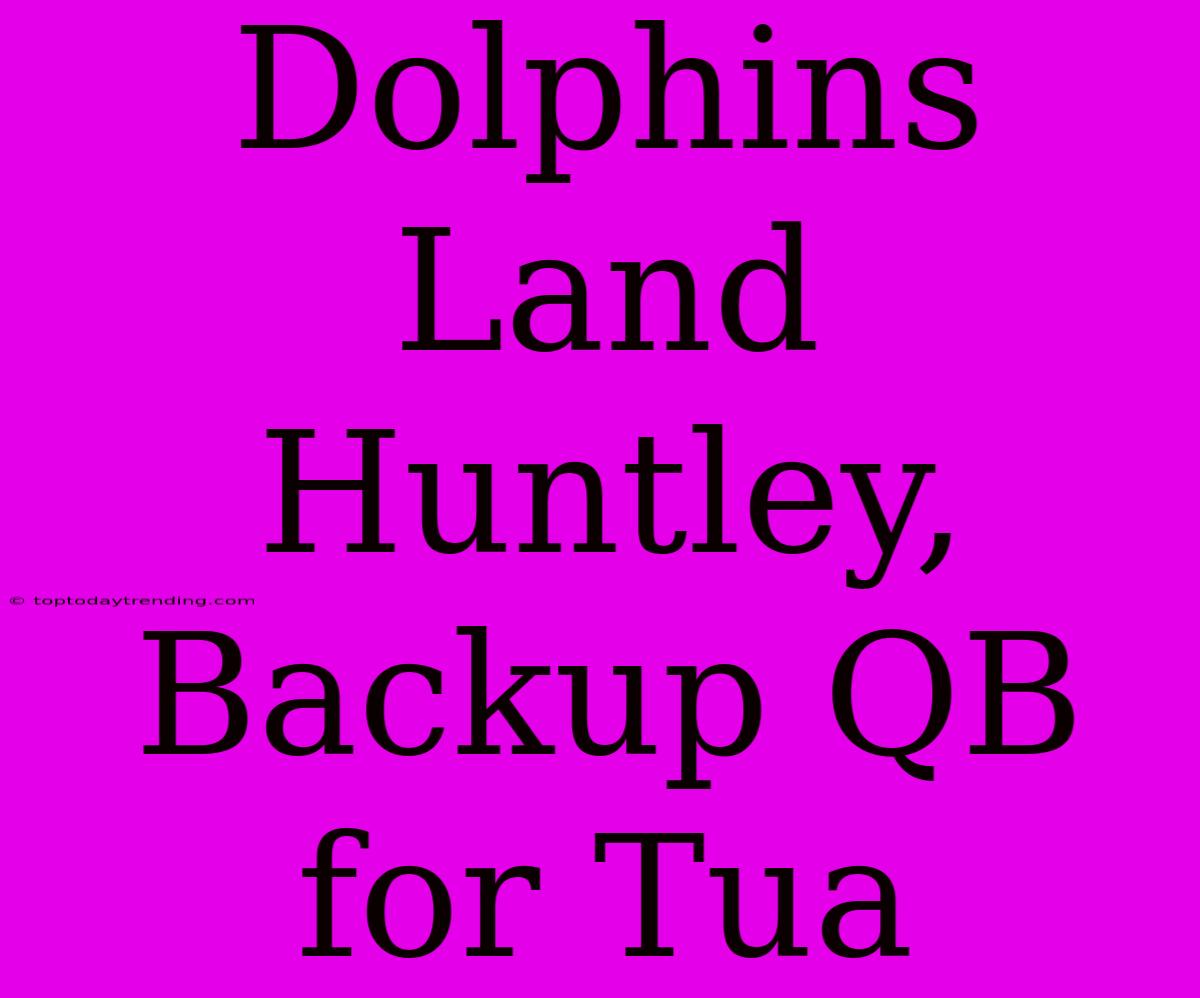 Dolphins Land Huntley, Backup QB For Tua