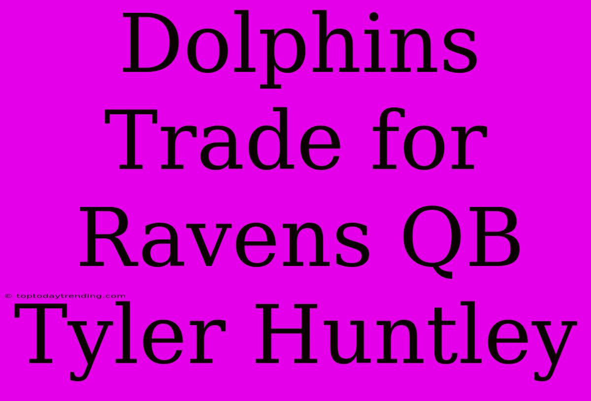 Dolphins Trade For Ravens QB Tyler Huntley