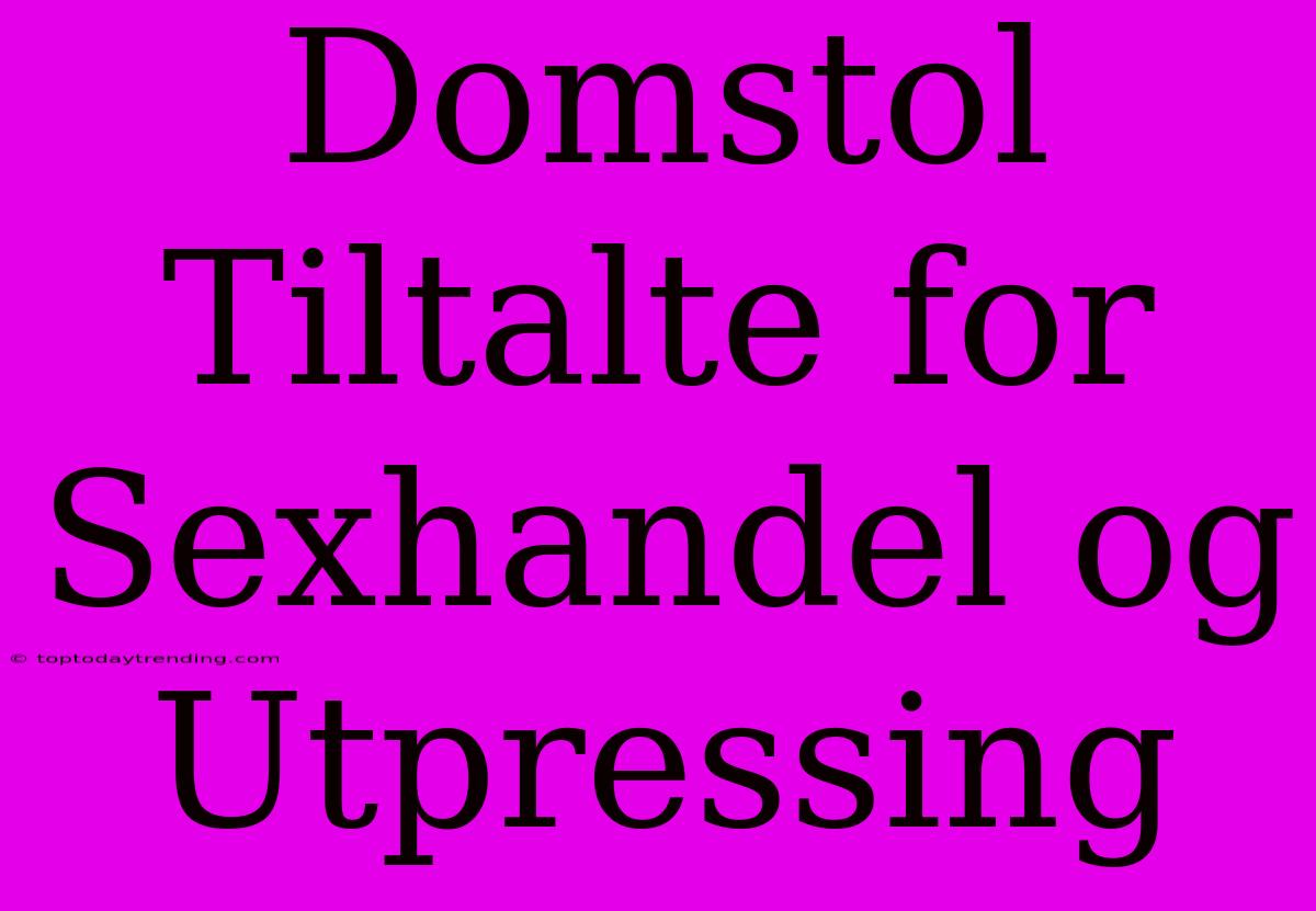 Domstol Tiltalte For Sexhandel Og Utpressing