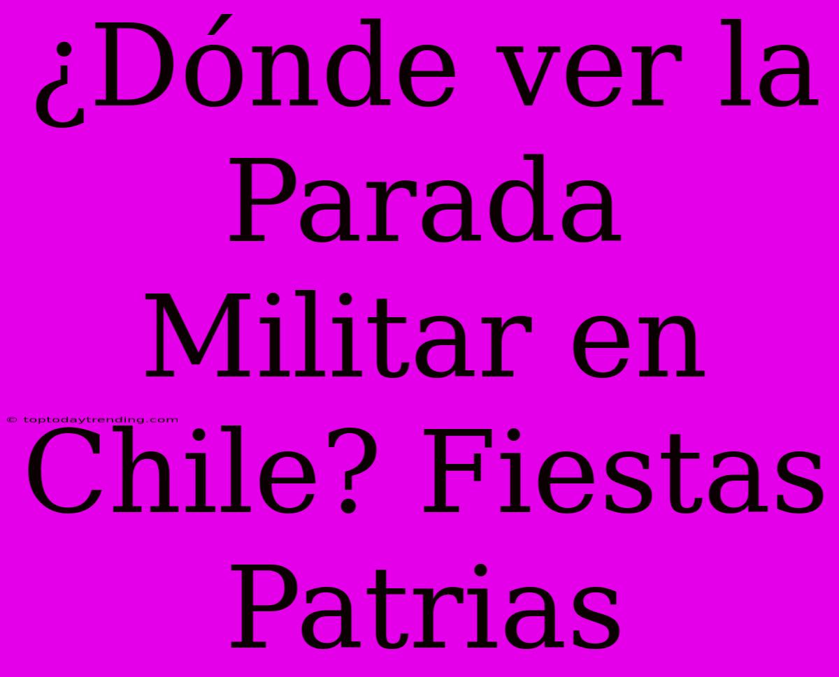 ¿Dónde Ver La Parada Militar En Chile? Fiestas Patrias