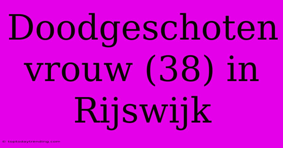 Doodgeschoten Vrouw (38) In Rijswijk