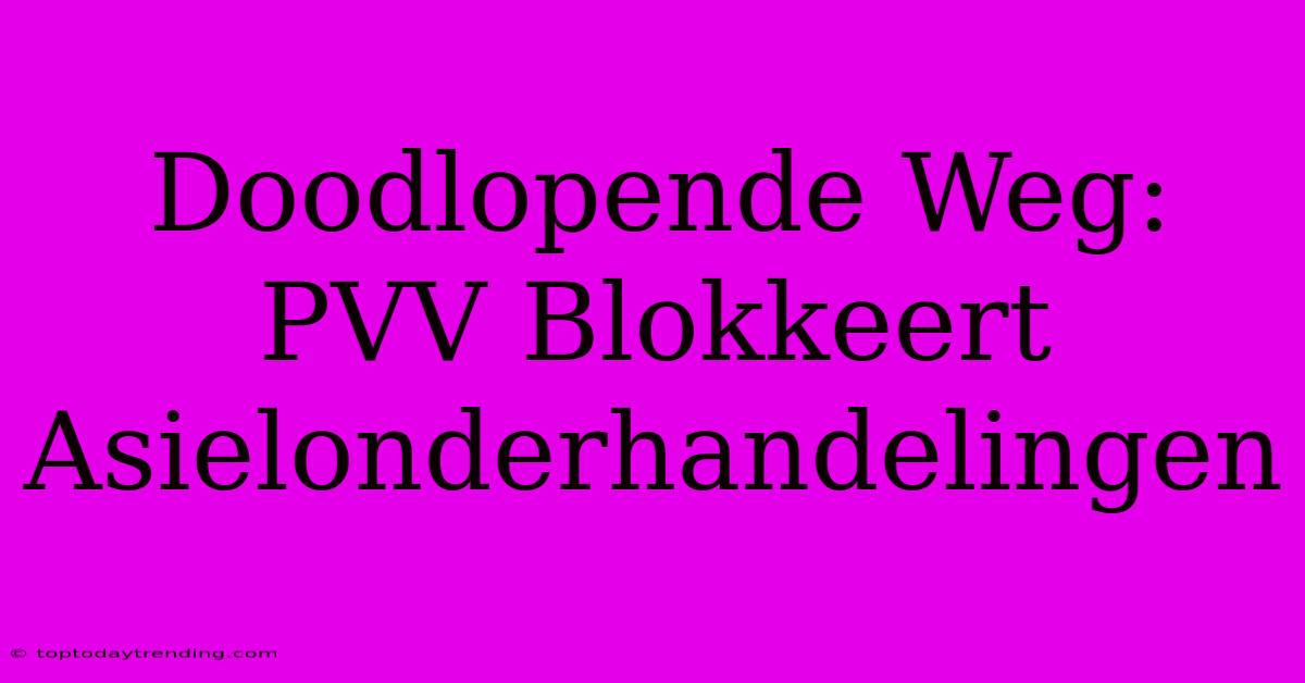 Doodlopende Weg: PVV Blokkeert Asielonderhandelingen