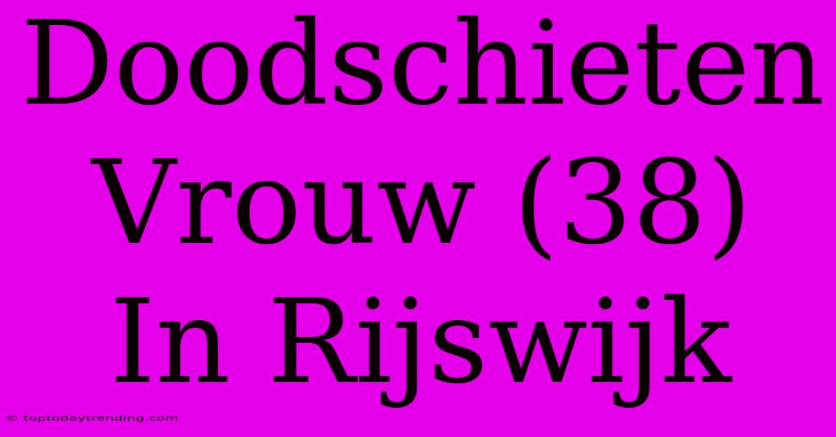 Doodschieten Vrouw (38) In Rijswijk