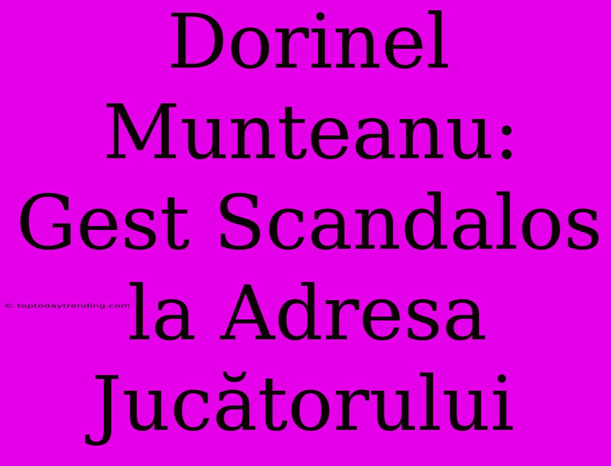 Dorinel Munteanu: Gest Scandalos La Adresa Jucătorului