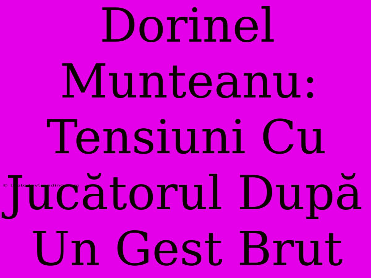 Dorinel Munteanu: Tensiuni Cu Jucătorul După Un Gest Brut