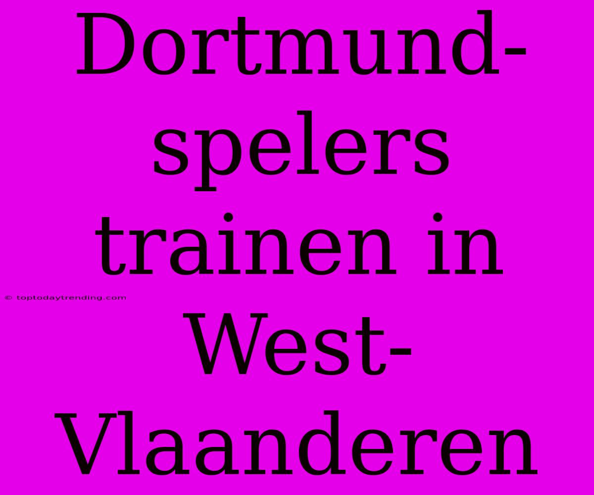 Dortmund-spelers Trainen In West-Vlaanderen