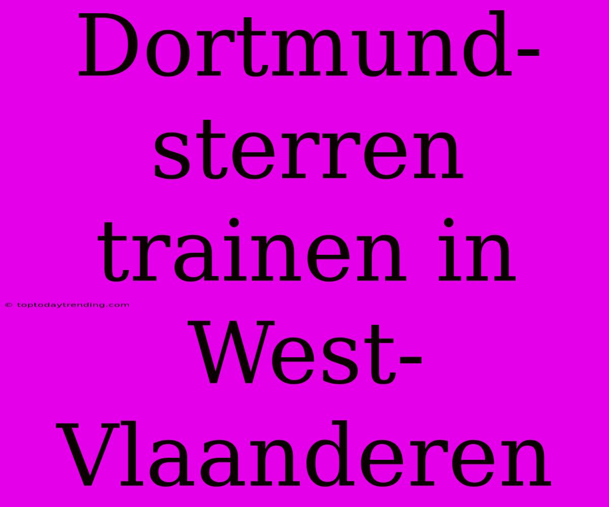 Dortmund-sterren Trainen In West-Vlaanderen