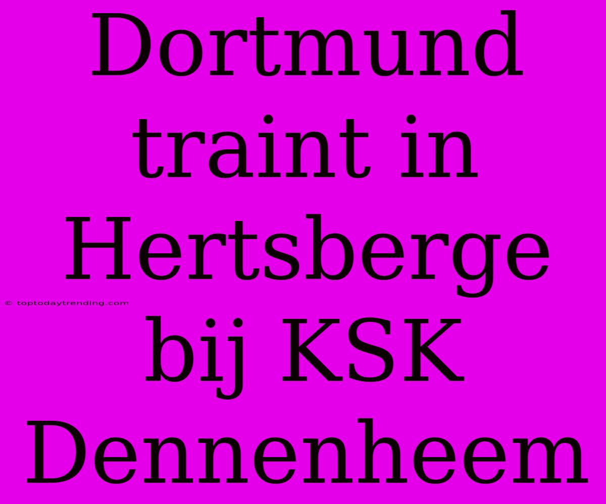 Dortmund Traint In Hertsberge Bij KSK Dennenheem