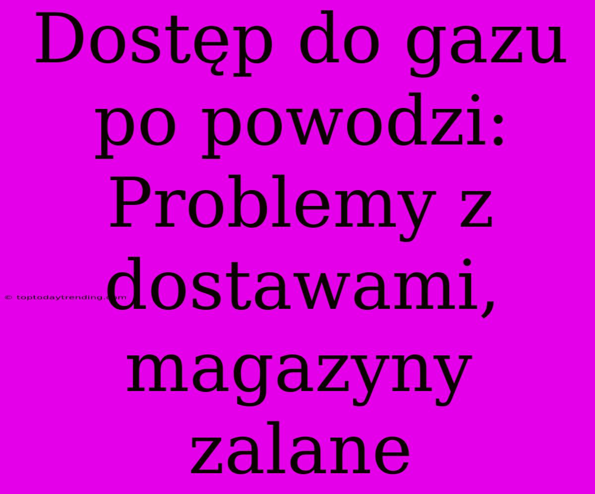 Dostęp Do Gazu Po Powodzi: Problemy Z Dostawami, Magazyny Zalane