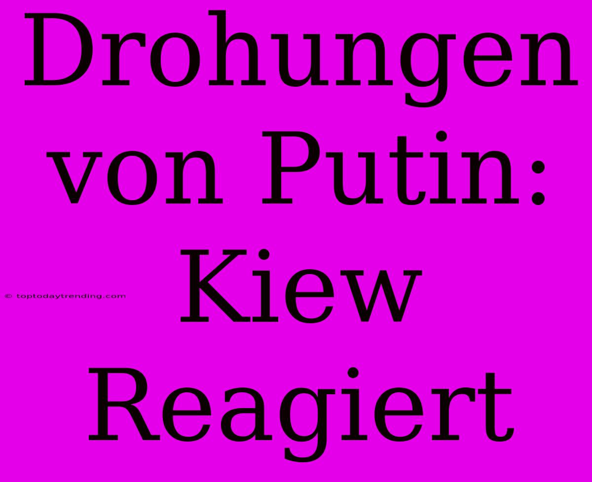 Drohungen Von Putin: Kiew Reagiert