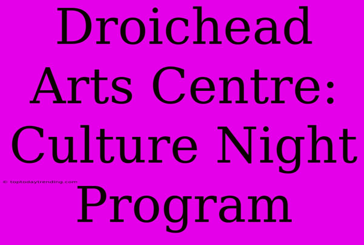 Droichead Arts Centre: Culture Night Program