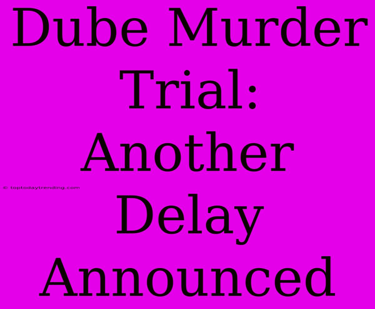 Dube Murder Trial: Another Delay Announced